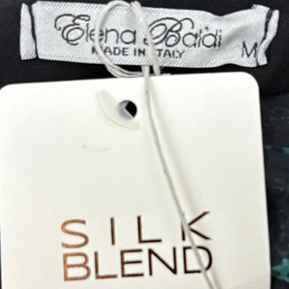 Elena Baldi Silk Blend Bow Tie Blouse Top Sz M Made in Italy Sheer Print NWT - Picture 7 of 8